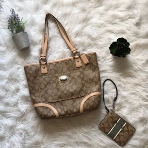 Authentic coach purse with matching wristlet